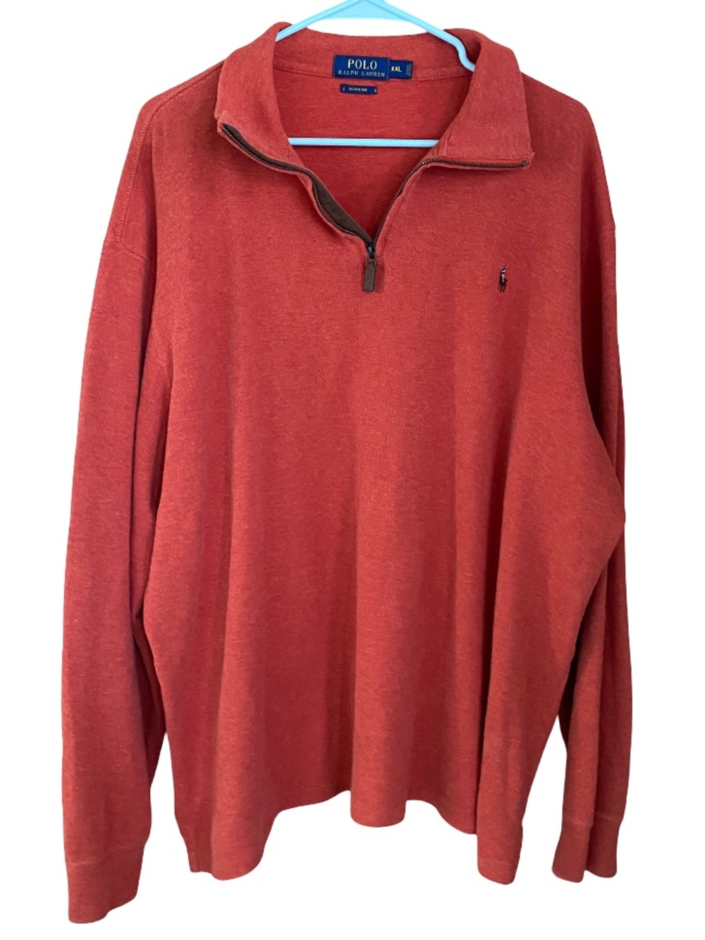 Polo Ralph Lauren burnt orange Estate Rib quarter zip cotton sweater size XXL